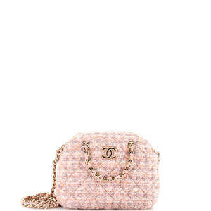 Chanel Mini CC Dome Zip Handle Clutch with Chain Quilted Tweed